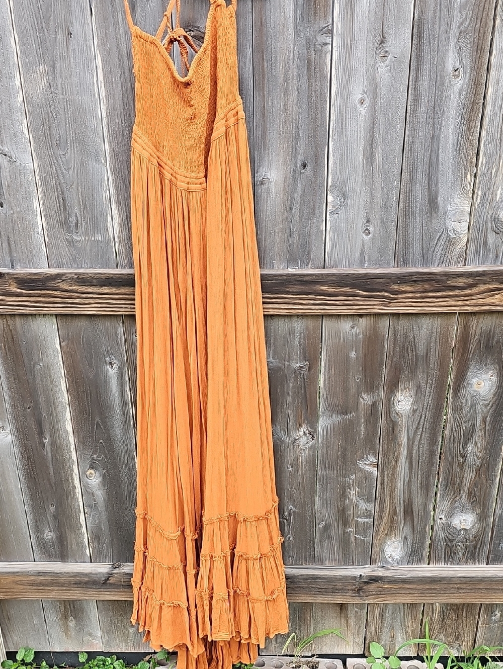 Free People Extratropical Dress Boho Tiered Maxi Dress in Burnt Orange